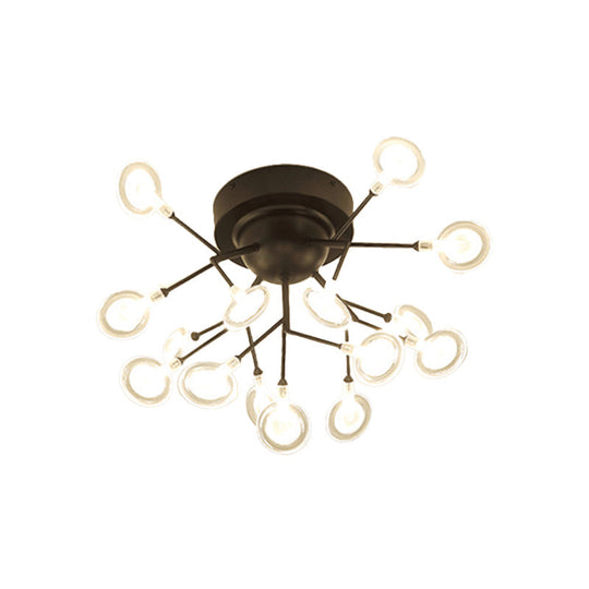 Modern Leaf-Shaped Led Ceiling Lamp For Bedroom - Acrylic Flush Mount 15 / Black