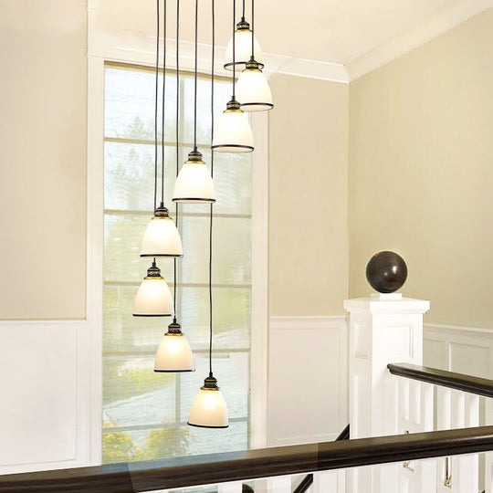 Sleek Opal Glass Spiral Pendant Ceiling Light For Living Room