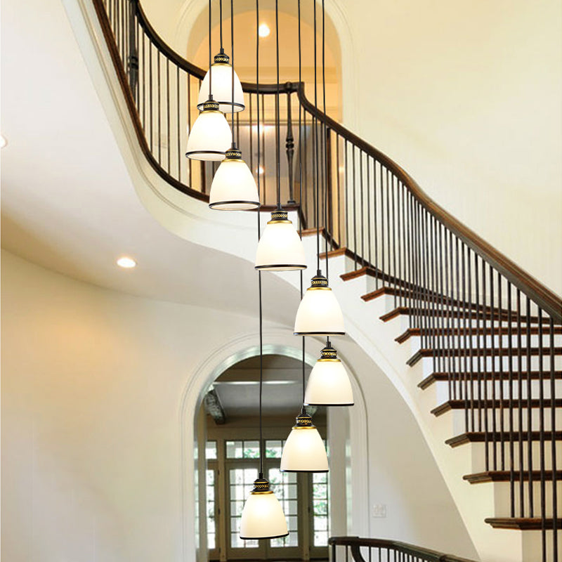 Sleek Opal Glass Spiral Pendant Ceiling Light For Living Room