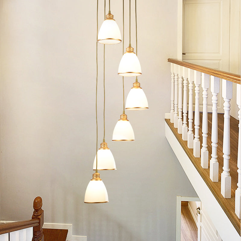 Sleek Opal Glass Spiral Pendant Ceiling Light For Living Room 6 / Gold