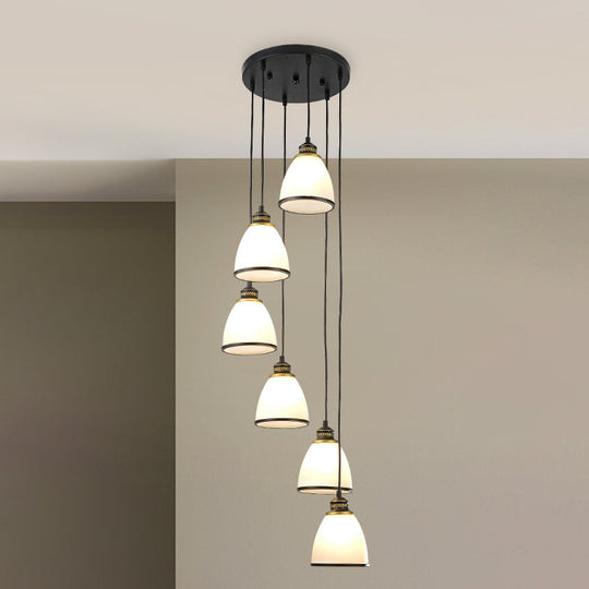 Dome Opal Glass Spiral Pendant Ceiling Light for Living Room - Simplicity and Elegance