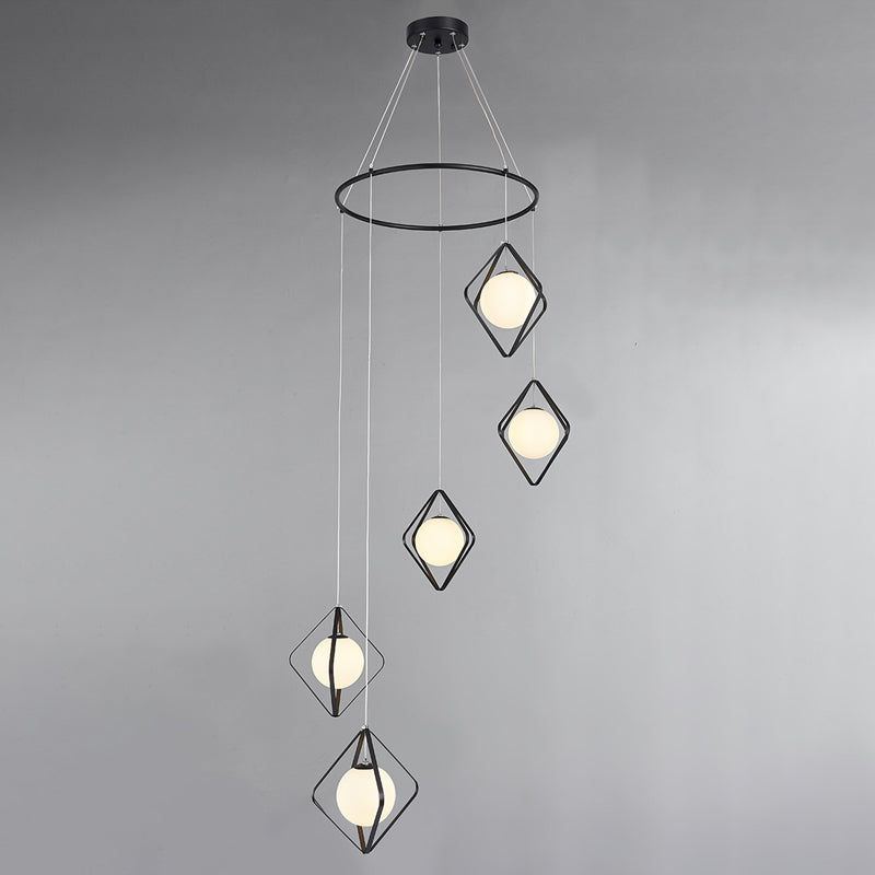 Modern Multi Light Pendant Lamp With Opal Glass Shade - Perfect For Living Room
