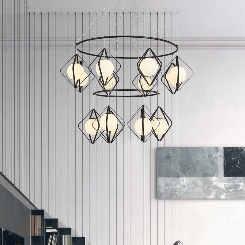 Modern Multi Light Pendant Lamp With Opal Glass Shade - Perfect For Living Room