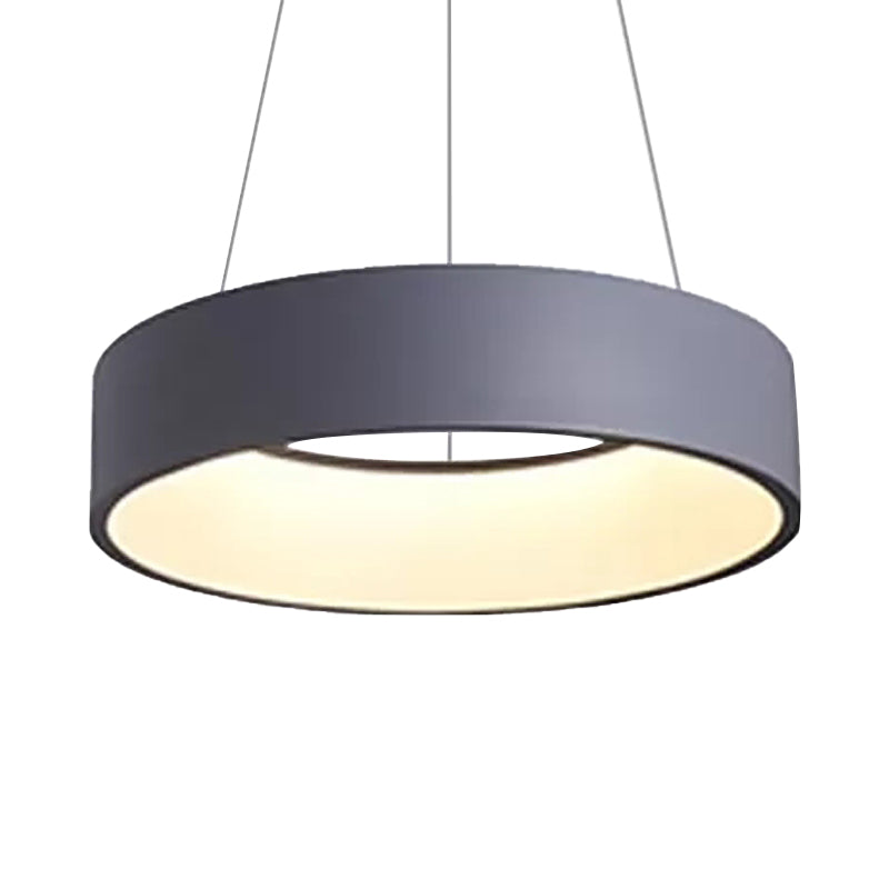 Minimalist Metal Ring Ceiling Light - 18/23.5/31.5 Dia White/Gray/Black Integrated Led Pendant