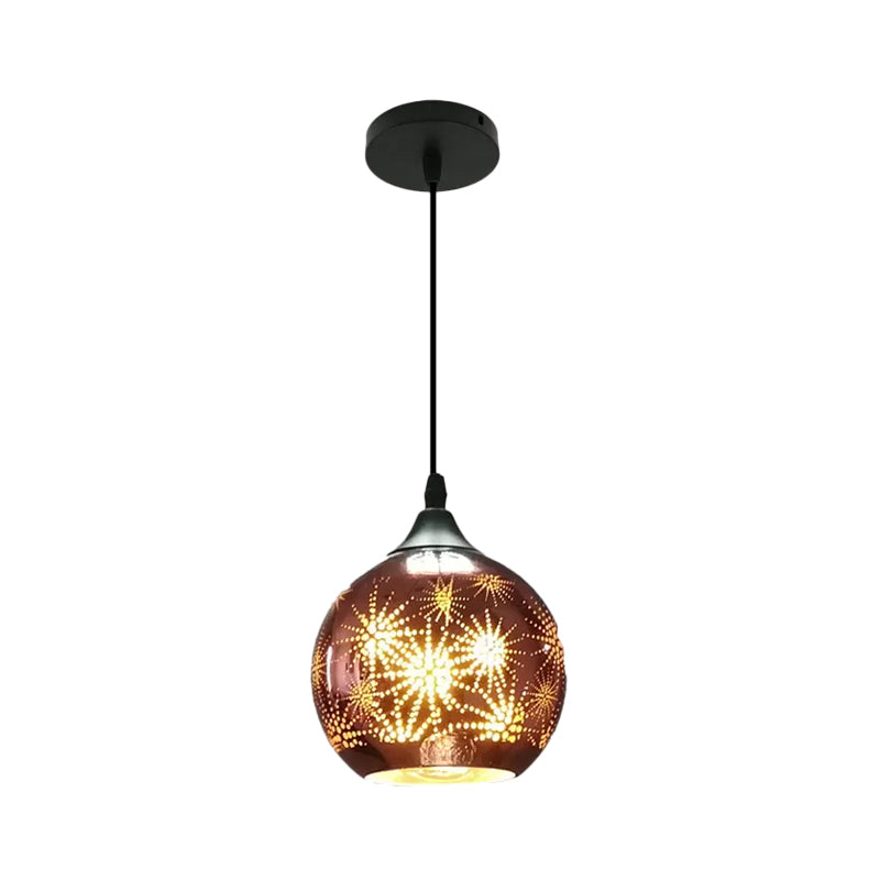 Modernist Firework Glass Bronze Ceiling Light - Stylish Globe Hanging Suspension Lighting for Corridor
