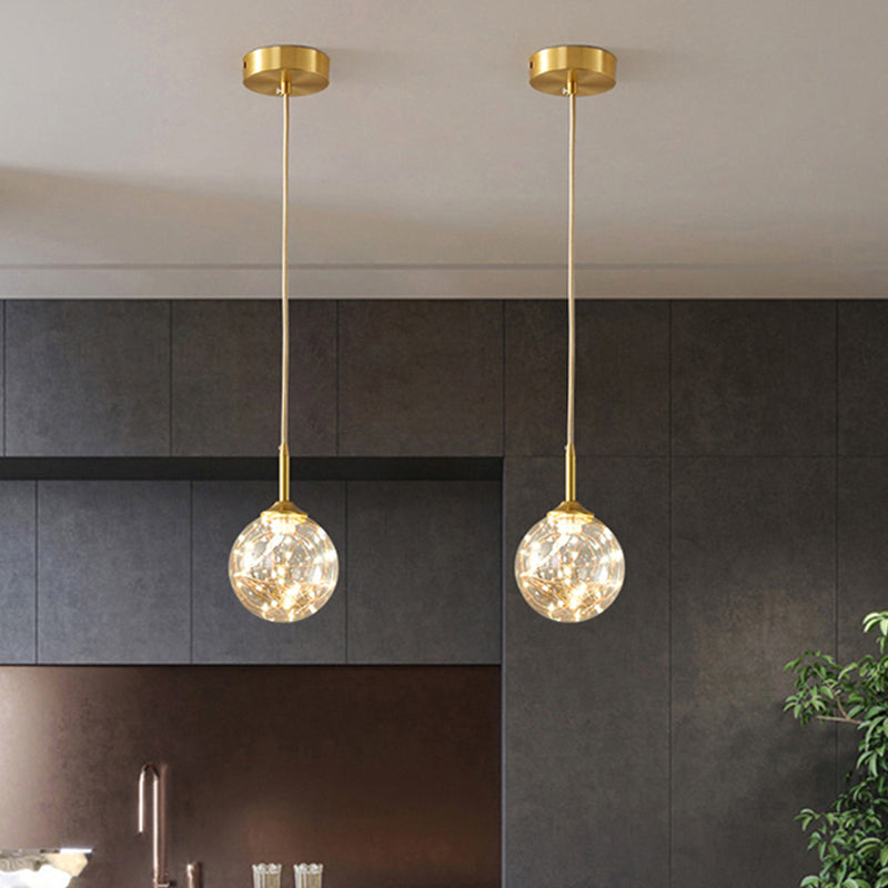 Sleek Brass Sphere Led Pendant Lamp For Modern Dining Rooms Cognac / 5 A