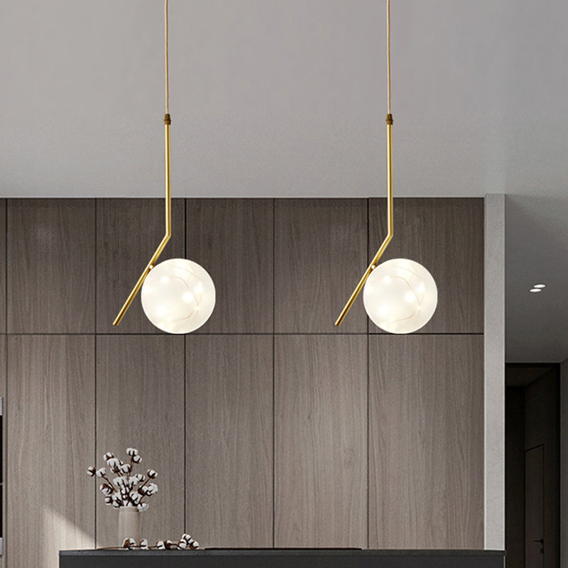 Sleek Brass Sphere Led Pendant Lamp For Modern Dining Rooms Cream / 5 B