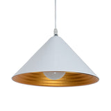 Modern Metal Ceiling Lamp With Gold Ripple Interior - Wide Cone Shade 12.5/16.5 Black Or White