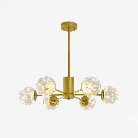 Stylish Hanging Chandelier with LED Glass Pendant Light and Radial Design