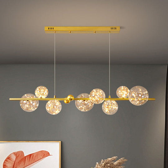Contemporary Led Glass Orb Chandelier With Glowing String 8 / Gold