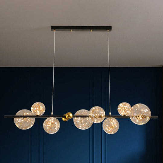 Contemporary Led Glass Orb Chandelier With Glowing String 8 / Gold-Black