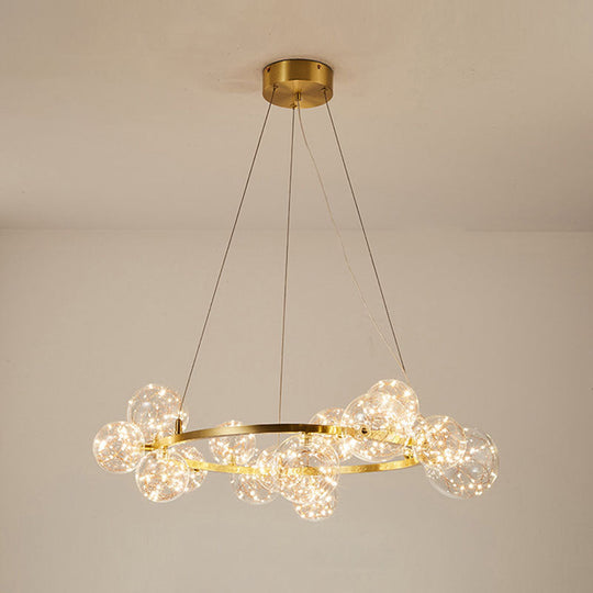 Modern Gold Starry Led Chandelier - Orb Bedroom Ceiling Lamp 15 /