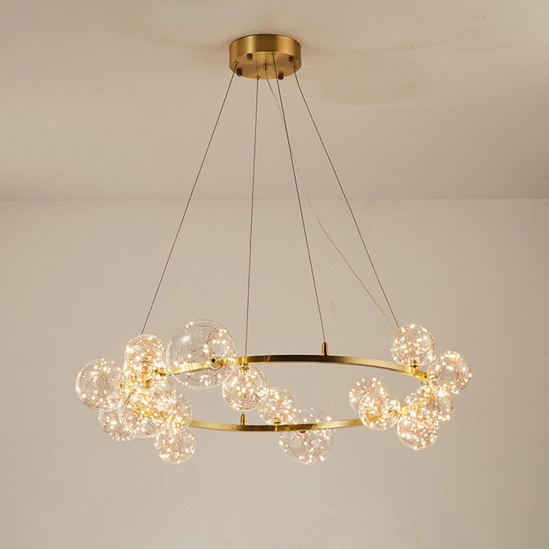 Modern Gold Starry Led Chandelier - Orb Bedroom Ceiling Lamp 20 /