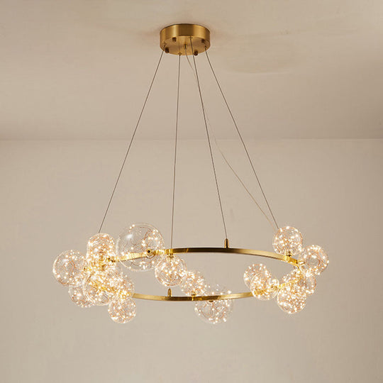 Modern Gold Starry Led Chandelier - Orb Bedroom Ceiling Lamp 20 /