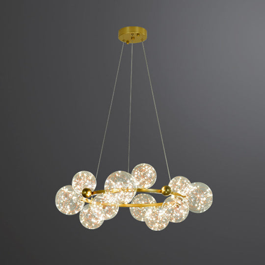 Simple LED Metal Chandelier with Starry Pendant - Clear Glass Shade