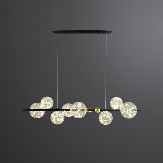Simple LED Metal Chandelier with Starry Pendant - Clear Glass Shade