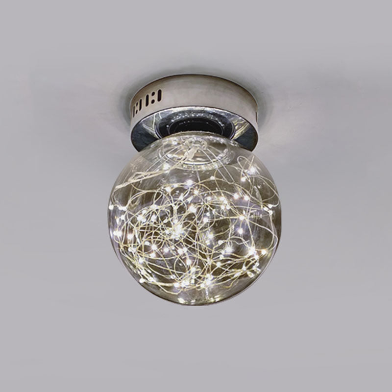 Sleek Glass Sphere Led Flush Mount Ceiling Light For Porch