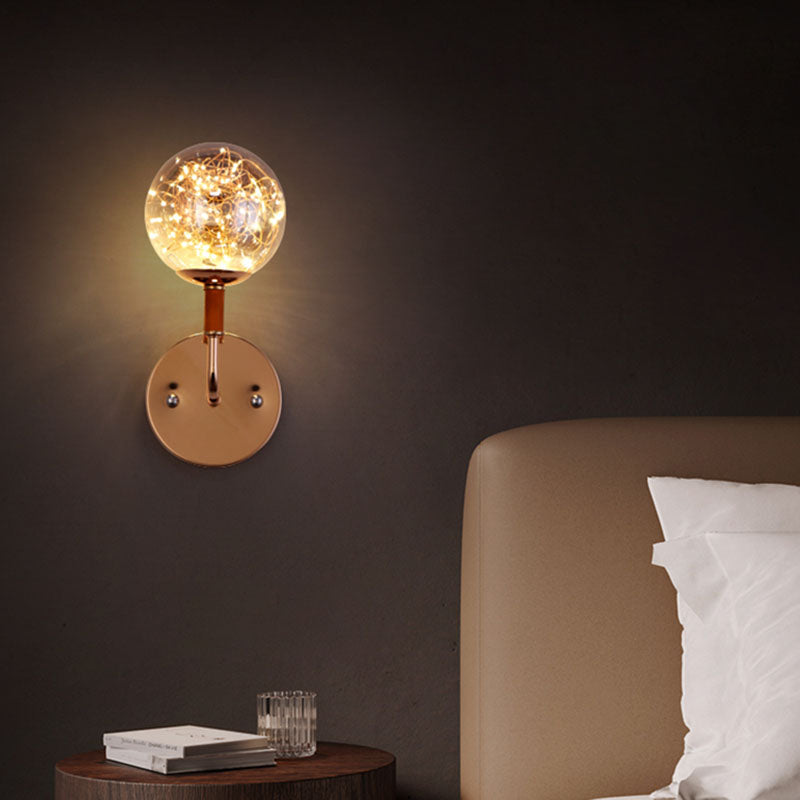 Contemporary Led Glass Wall Mount Light With Bedroom Starry Theme