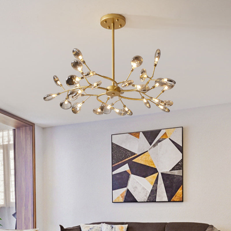 Gold Acrylic Leaf Chandelier With Modern Led Suspension - Perfect For Living Room 30 / Smoke Grey