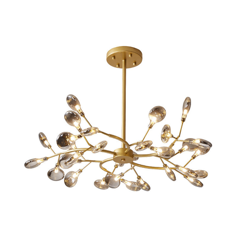 Gold Acrylic Leaf Chandelier With Modern Led Suspension - Perfect For Living Room