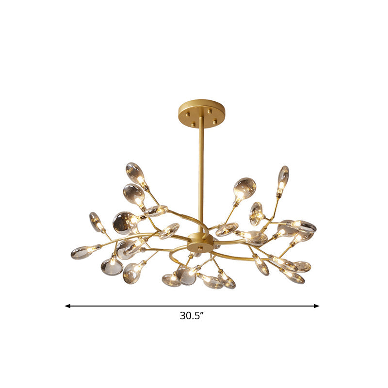 Modern Acrylic Ceiling Chandelier with LED Suspension - Gold Finish | Leaves Design for Living Room