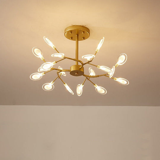 Gold Acrylic Leaf Chandelier With Modern Led Suspension - Perfect For Living Room