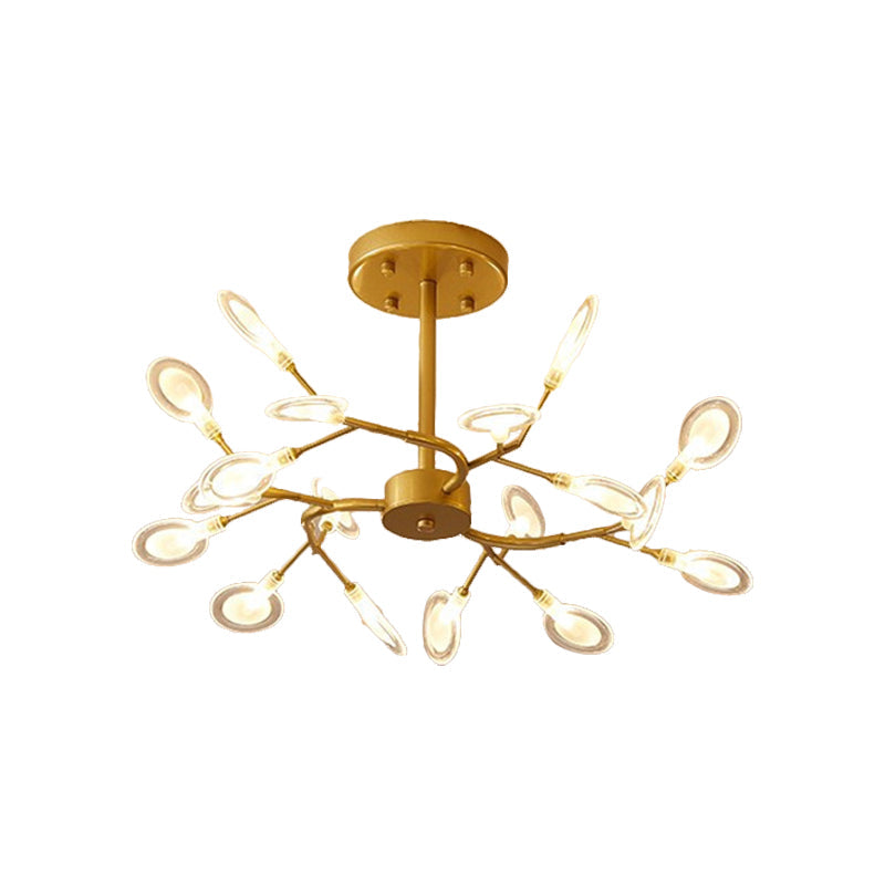 Gold Acrylic Leaf Chandelier With Modern Led Suspension - Perfect For Living Room