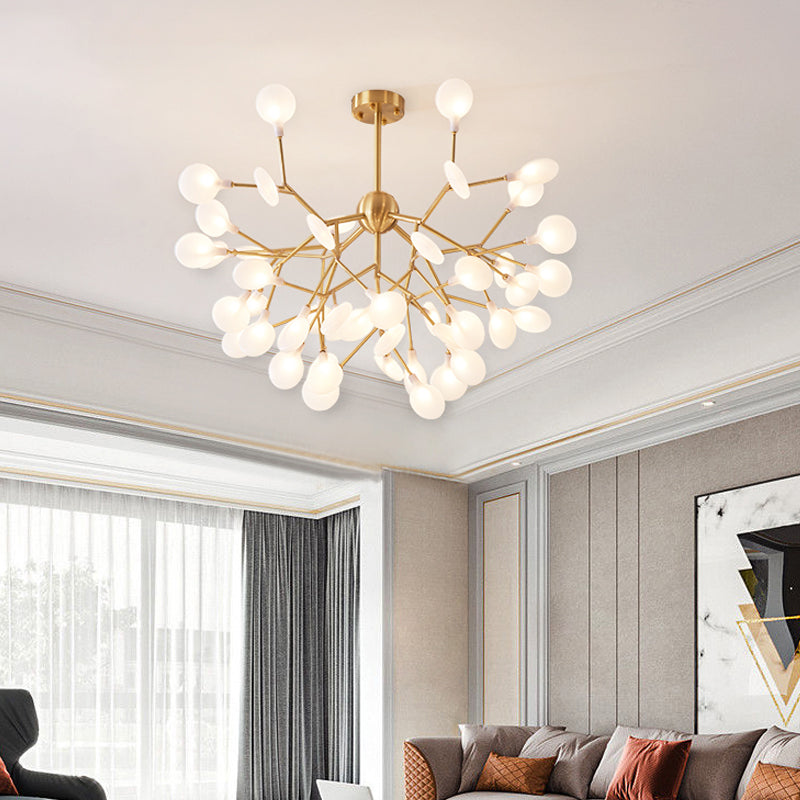 Minimalist LED Acrylic Branch Chandelier in Brass for Living Room