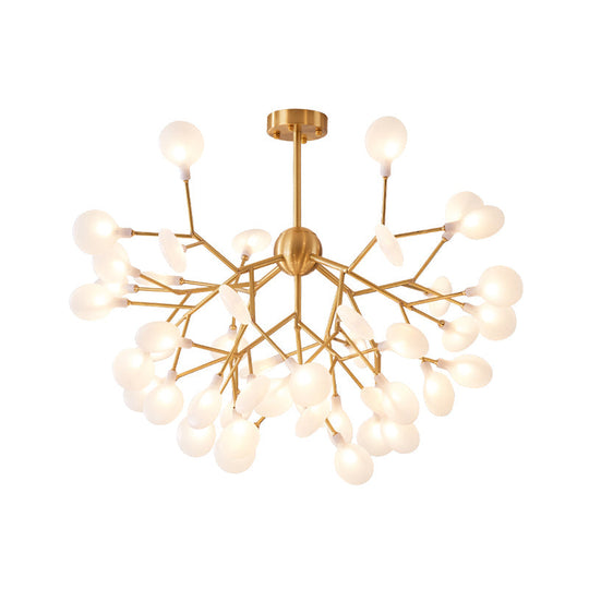 Minimalist Led Acrylic Branch Pendant Chandelier In Brass For Living Room Lighting