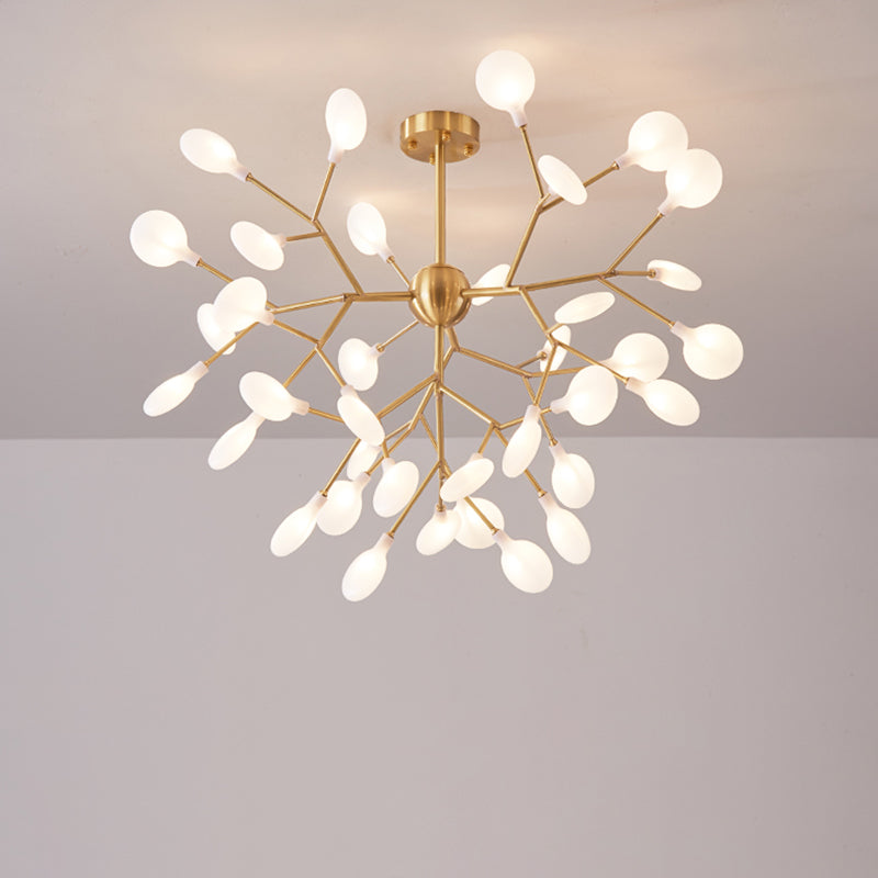 Minimalist Led Acrylic Branch Pendant Chandelier In Brass For Living Room Lighting 36 /