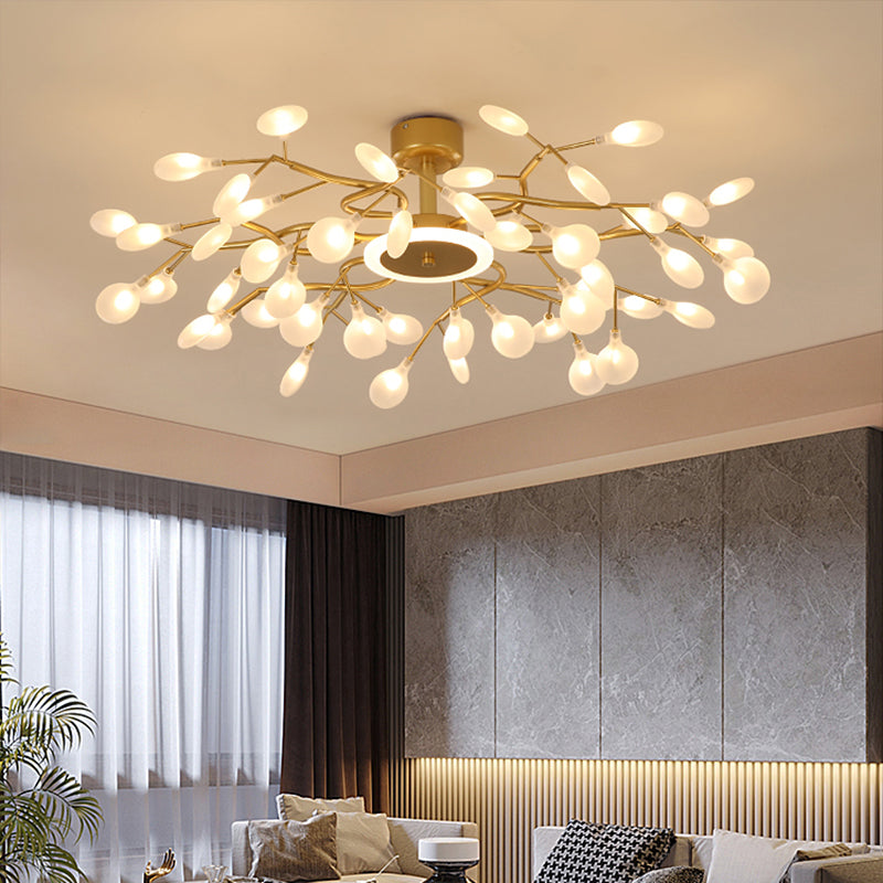 Modern Nordic Gold Firefly Hanging Chandelier - LED Pendant Light Fixture for Living Room