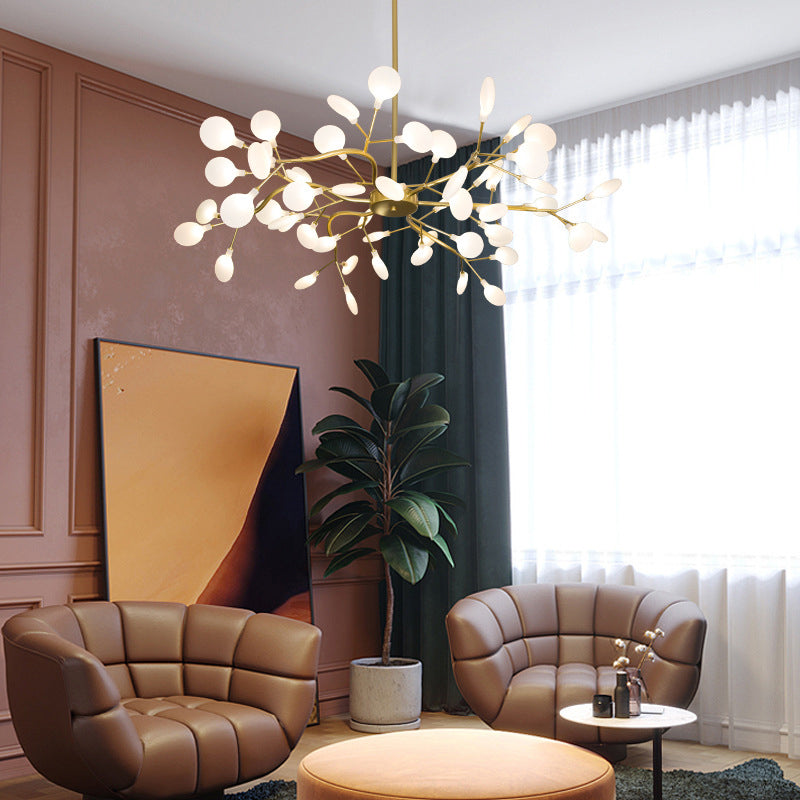 Branch-Like Wireframe Led Chandelier: Modern Metal Hanging Light For Living Room 45 / Gold C