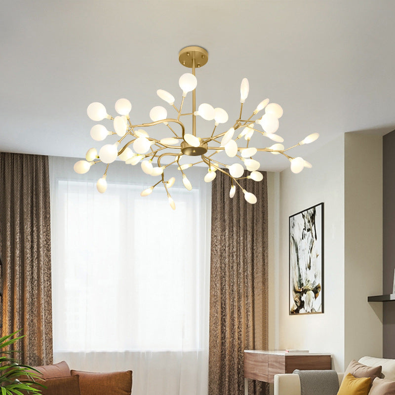 Branch-Like Wireframe Led Chandelier: Modern Metal Hanging Light For Living Room