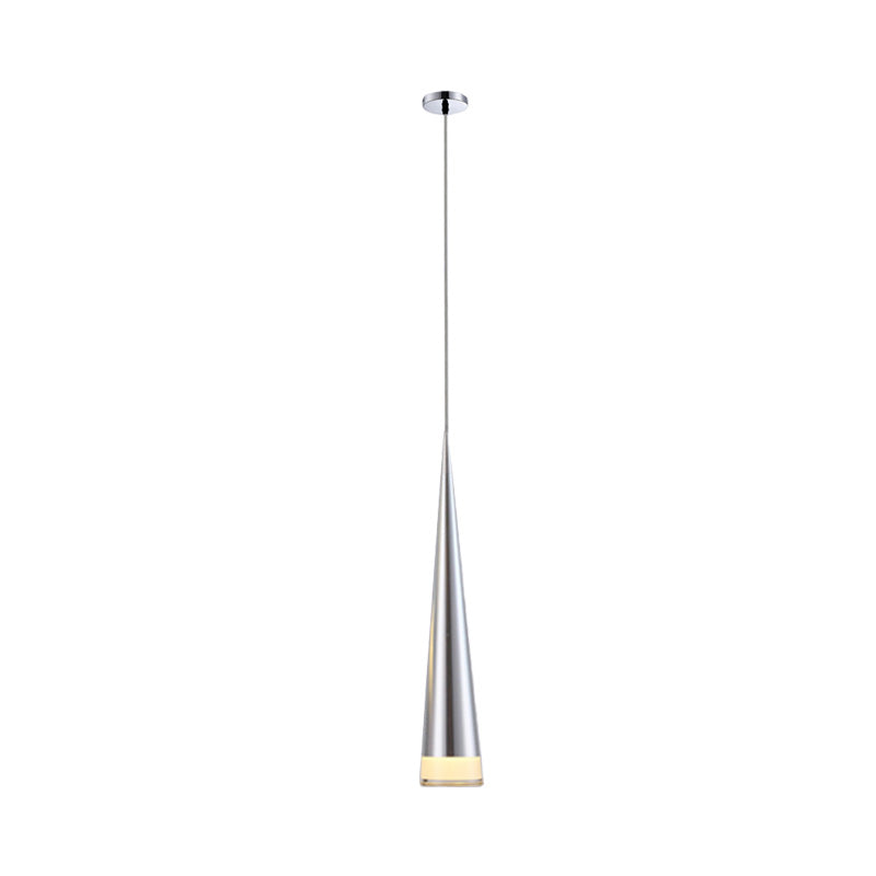 Tapered Hanging Lamp Kit: Simple Metal Black/Silver/Gold Pendant Light In Warm/White/Neutral