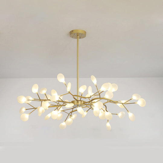 Branch-Like Wireframe Led Chandelier: Modern Metal Hanging Light For Living Room 54 / Gold C