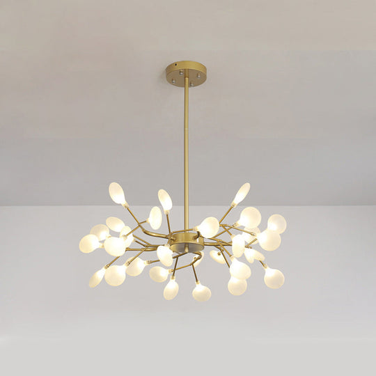 Branch-Like Wireframe Led Chandelier: Modern Metal Hanging Light For Living Room 30 / Gold C