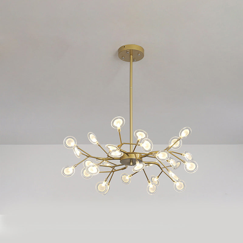 Branch-Like Wireframe Led Chandelier: Modern Metal Hanging Light For Living Room 30 / Gold B