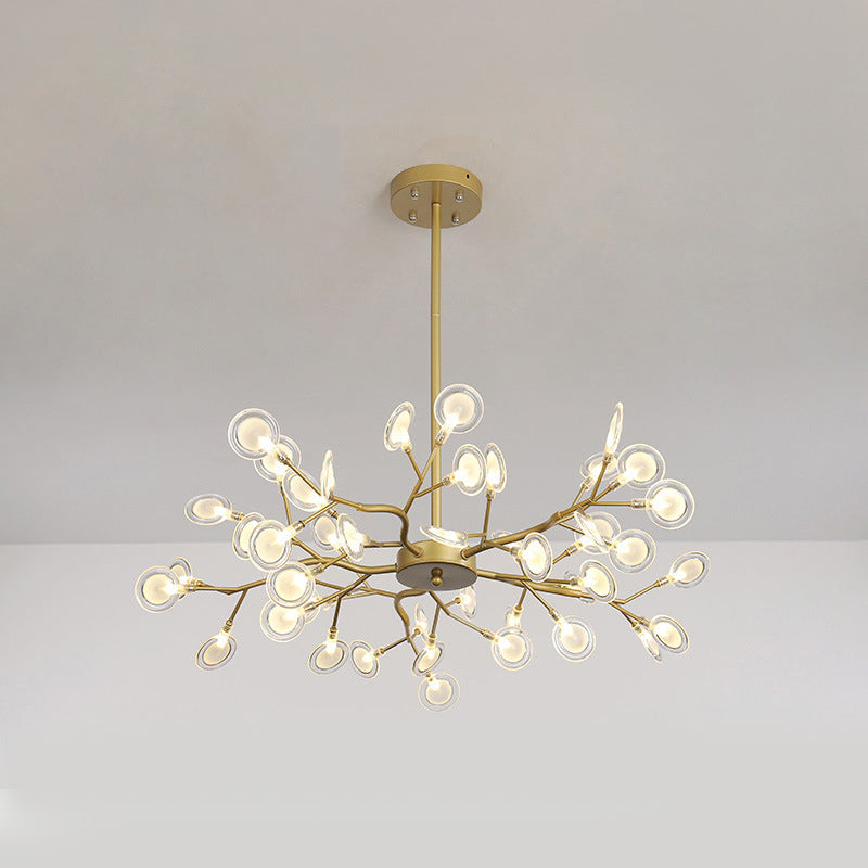 Branch-Like Wireframe Led Chandelier: Modern Metal Hanging Light For Living Room 45 / Gold B