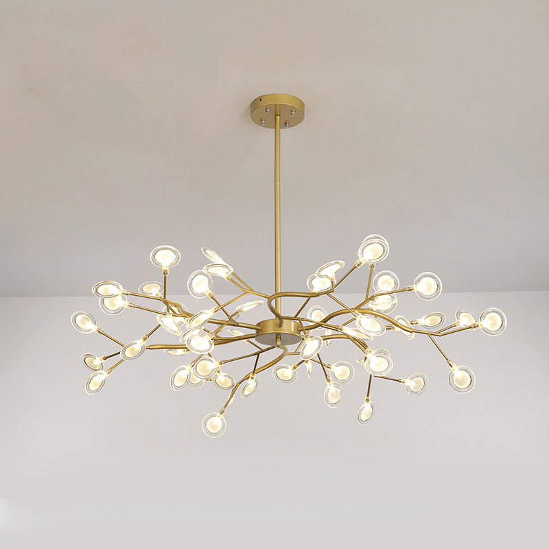 Branch-Like Wireframe Led Chandelier: Modern Metal Hanging Light For Living Room 54 / Gold B