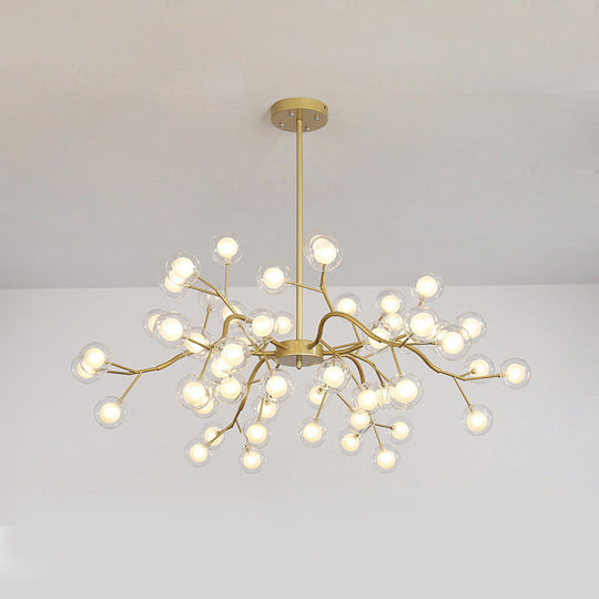 Branch-Like Wireframe Led Chandelier: Modern Metal Hanging Light For Living Room 54 / Gold A