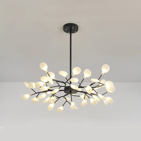 Branch-Like Wireframe Led Chandelier: Modern Metal Hanging Light For Living Room 45 / Black C