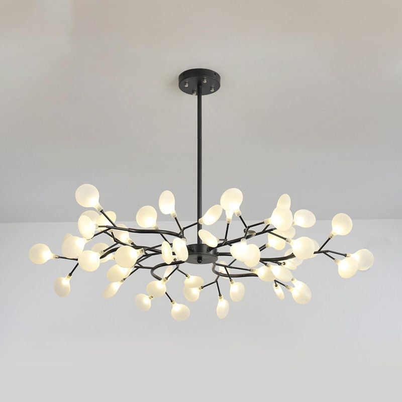 Branch-Like Wireframe Led Chandelier: Modern Metal Hanging Light For Living Room