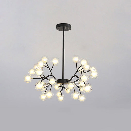 Branch-Like Wireframe Led Chandelier: Modern Metal Hanging Light For Living Room 30 / Black A