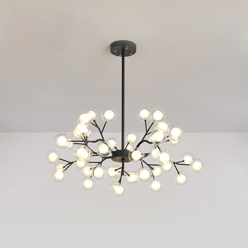 Branch-Like Wireframe Led Chandelier: Modern Metal Hanging Light For Living Room 45 / Black A