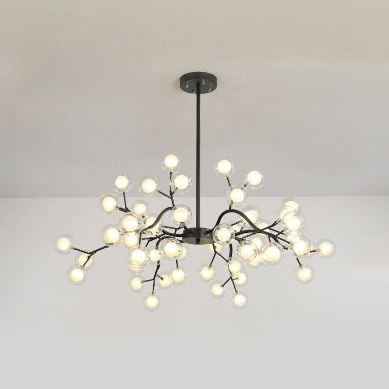 Branch-Like Wireframe Led Chandelier: Modern Metal Hanging Light For Living Room 54 / Black A