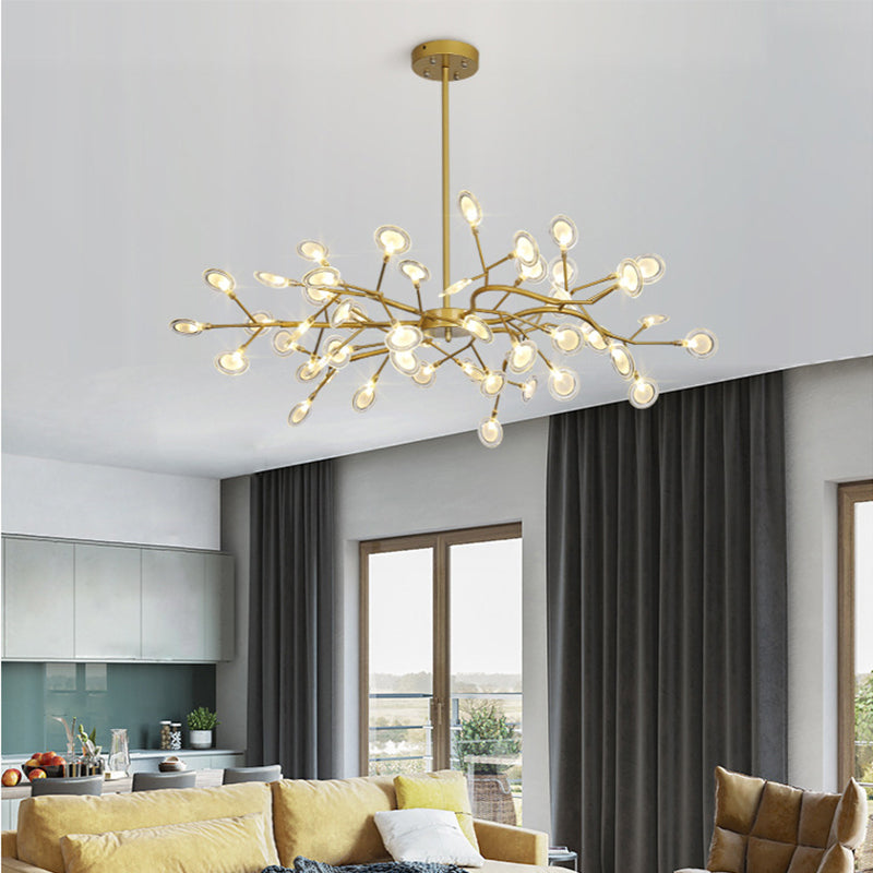 Modernist Acrylic Firefly Led Chandelier With 45 Lights - Perfect For Living Room Gold