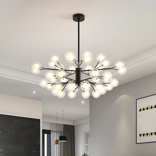 Modo Led Minimalist Pendant Chandelier In Black With Clear And Frosted Glass 40 /