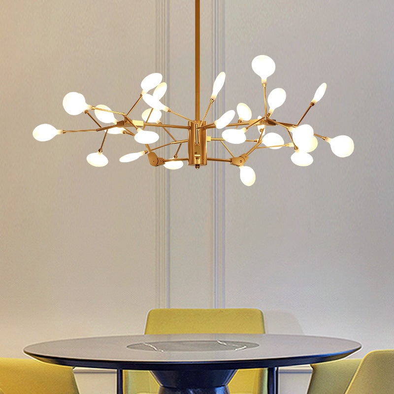 Gold Led Metal Chandelier Pendant For Dining Room - Elegant Tree Branch Design / Leaf