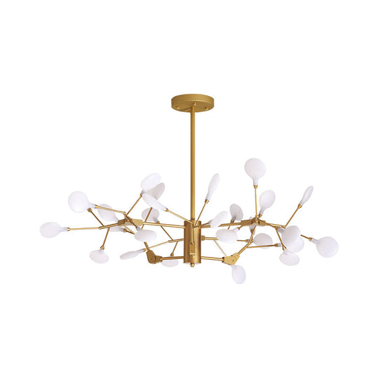 Gold LED Metal Branch Chandelier - Simple Hanging Pendant for Dining Room Ceiling