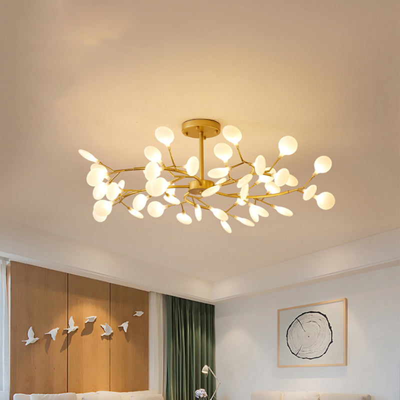 Wireframe Pendant Lamp: Minimal Led Chandelier For Living Room 30 / Gold B